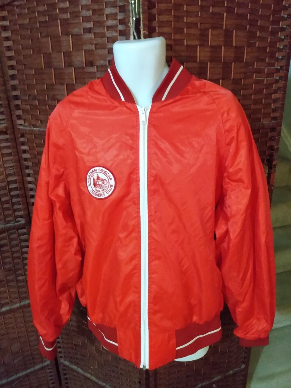 Vintage 80s Canadian Sidecar owners Club Jacket Mens 2XL Motorcycle Red
